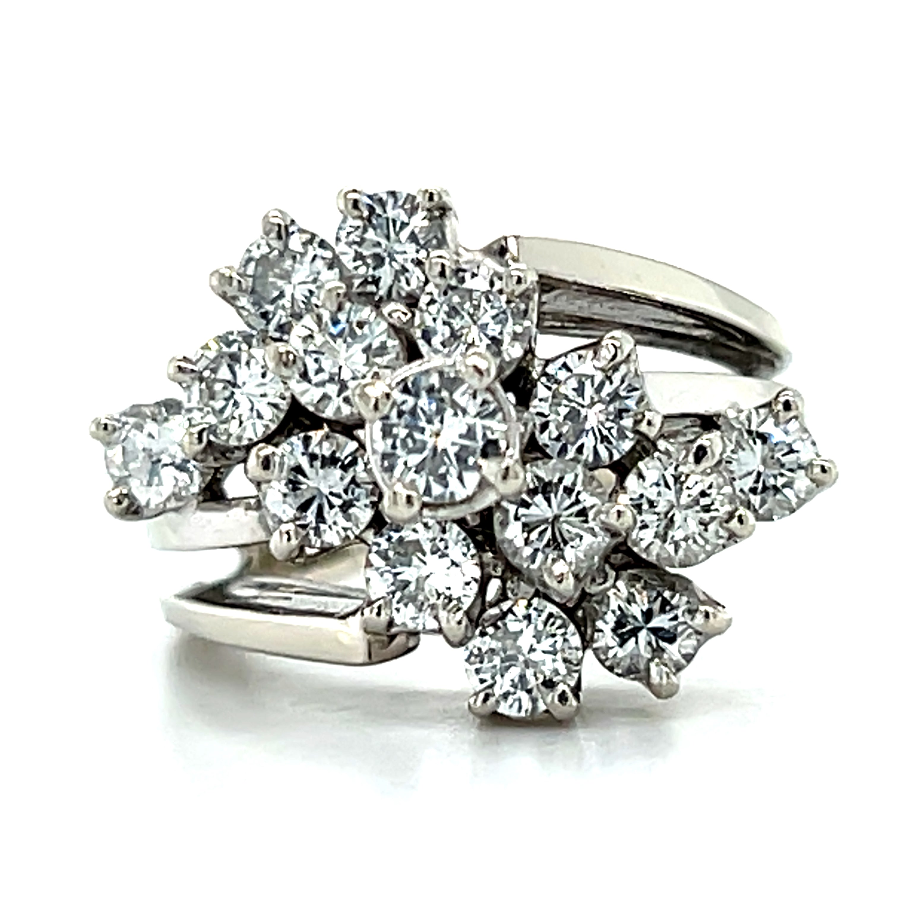 "Apollo" 10K White Gold 2.16 Carat Total Weight Waterfall Diamond Ring Estate