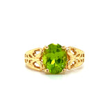 "Apple" 10K Yellow Gold 9x7 Oval Peridot Ring Estate