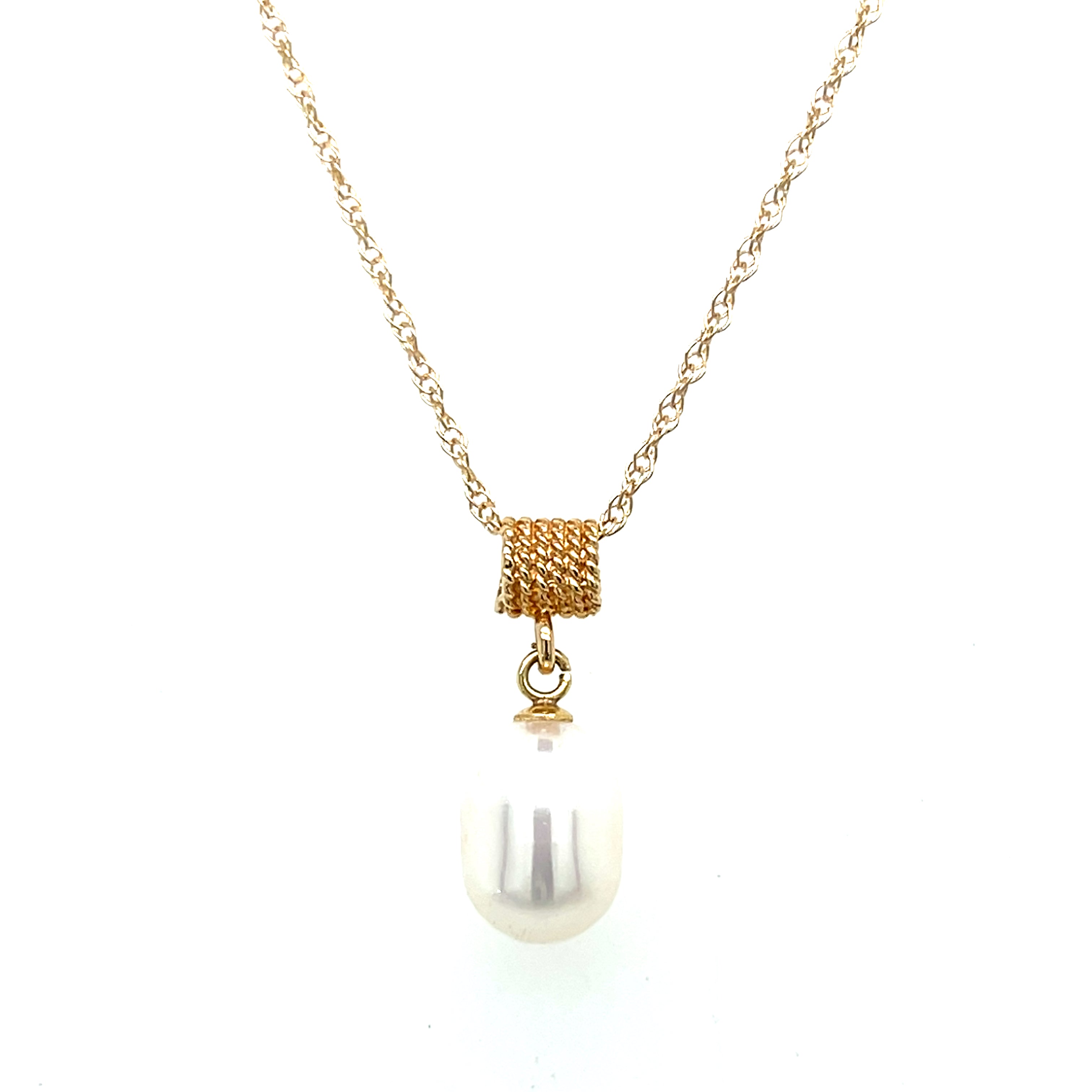 "Aquata" 14K Yellow Gold Baroque Pearl Estate Pendant