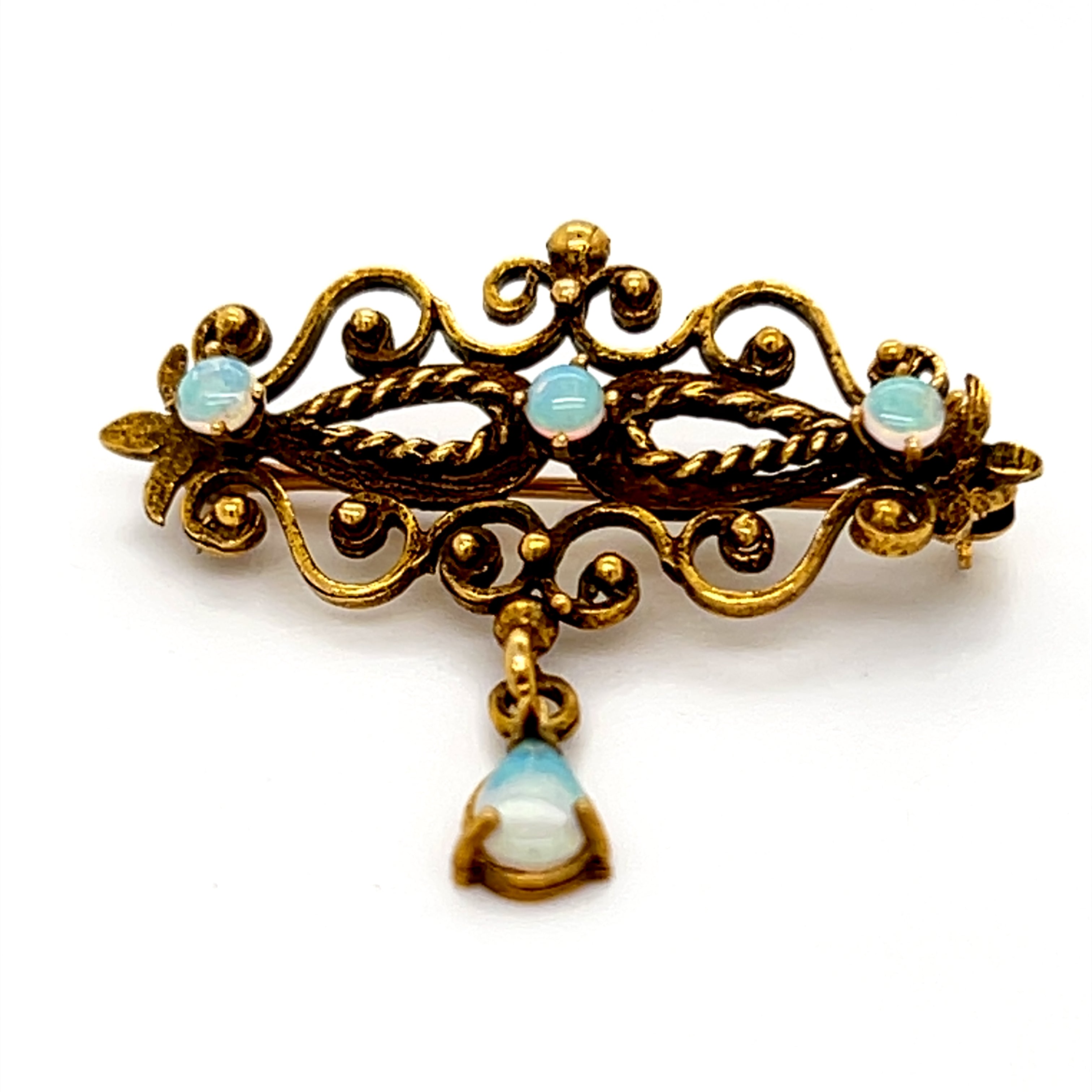 "Arwen" 14K Yellow Gold Vintage Opal Brooch Estate