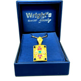 "Audrey" 18K Yellow Gold Ruby, Emerald, Sapphire, and Diamond Vintage Estate Pendant