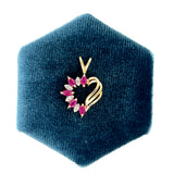 "Carsyn" 14K Yellow Gold 0.55CTW (5) Ruby and Diamond Heart Pendant Charm Estate WG225ZP