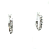"Becky" 10K White Gold 0.20 Carat Total Weight Diamond Channel Set Hoop Earrings Estate