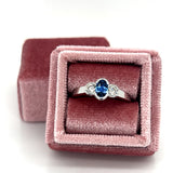 "Bethel" 14K White Gold Sapphire and Diamond Three Stone Ring Estate