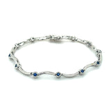 "Birch" 14K White Gold 10.8g 1/2 Total Gem Weight Sapphire Bracelet Estate CYTB225