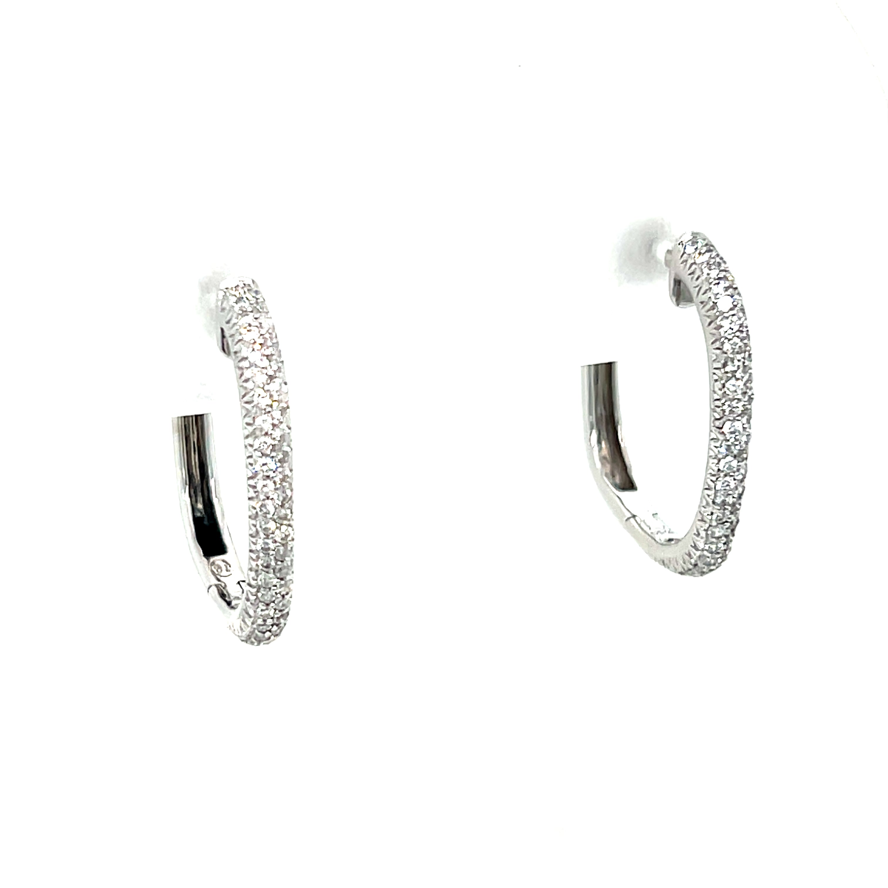 "Blair 14K White Gold ~1.00 Carat Total Weight Diamond Square-Shaped Hoop Earrings Estate