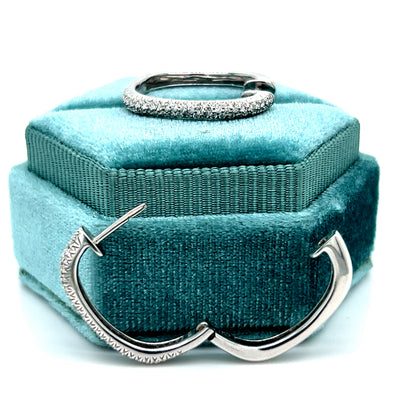 "Blair 14K White Gold ~1.00 Carat Total Weight Diamond Square-Shaped Hoop Earrings Estate