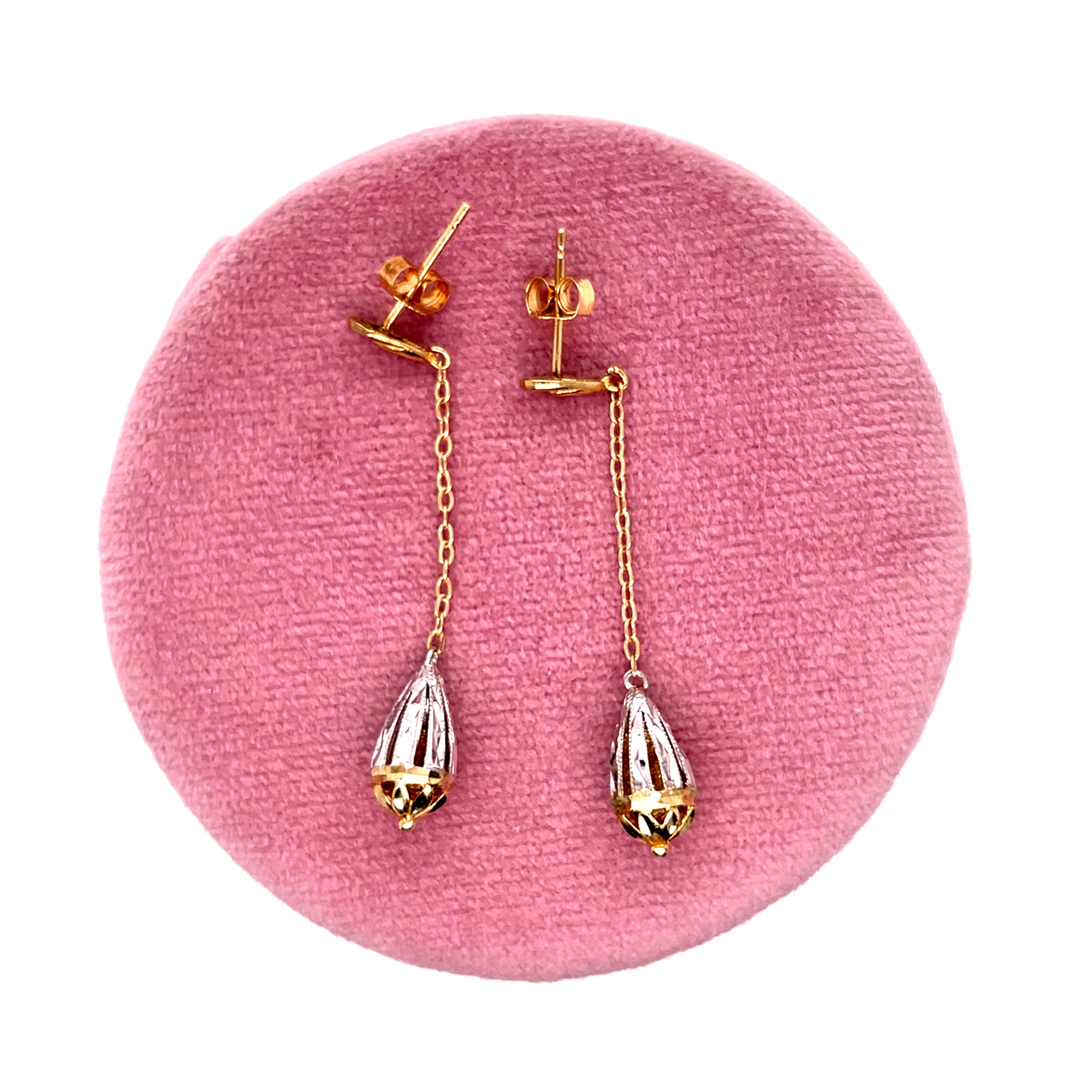 "Brayleigh" 14K Two Tone Drop Dangle Earrings Estate