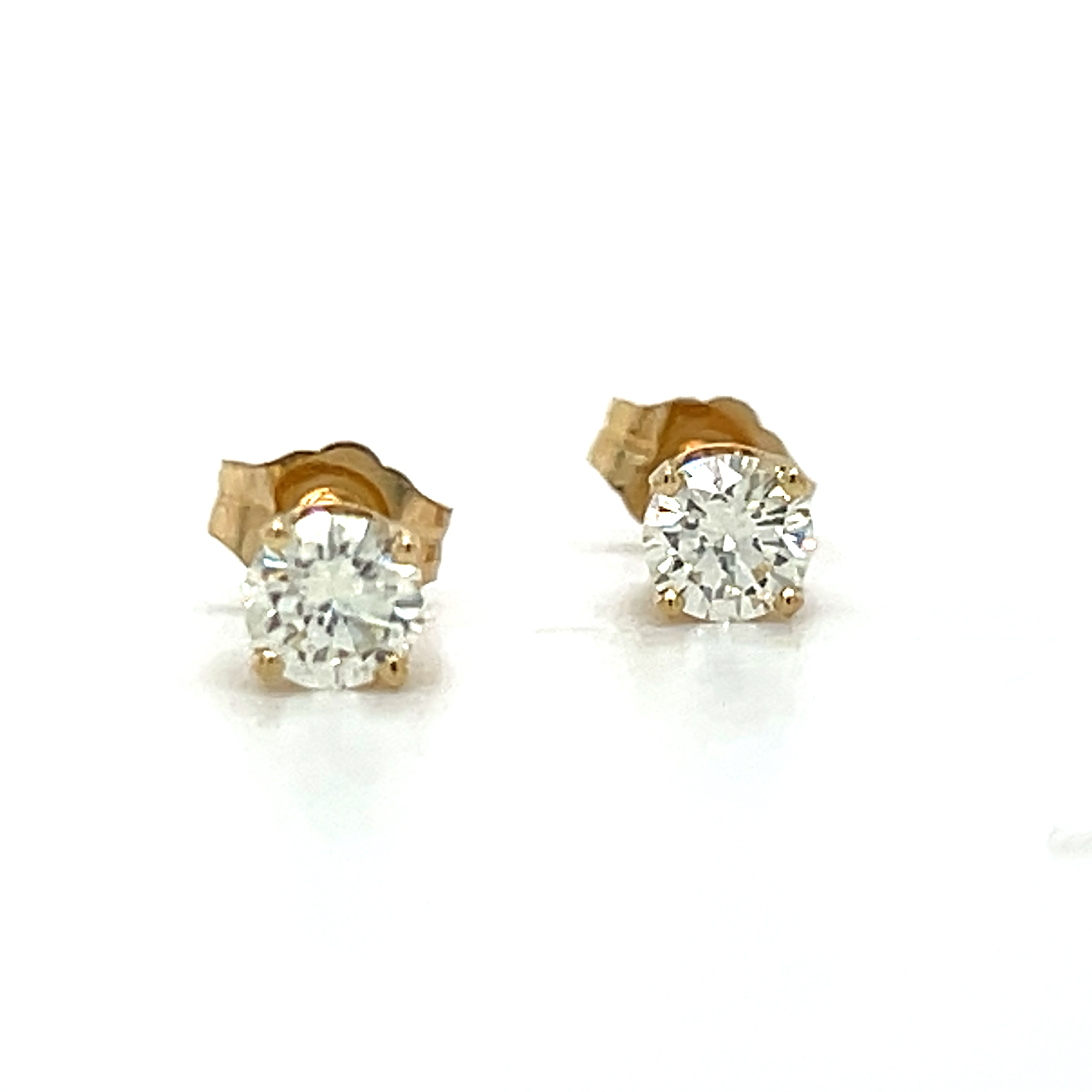 "Brenda" 14K Yellow Gold 2/3 Carat Diamond Studs Estate