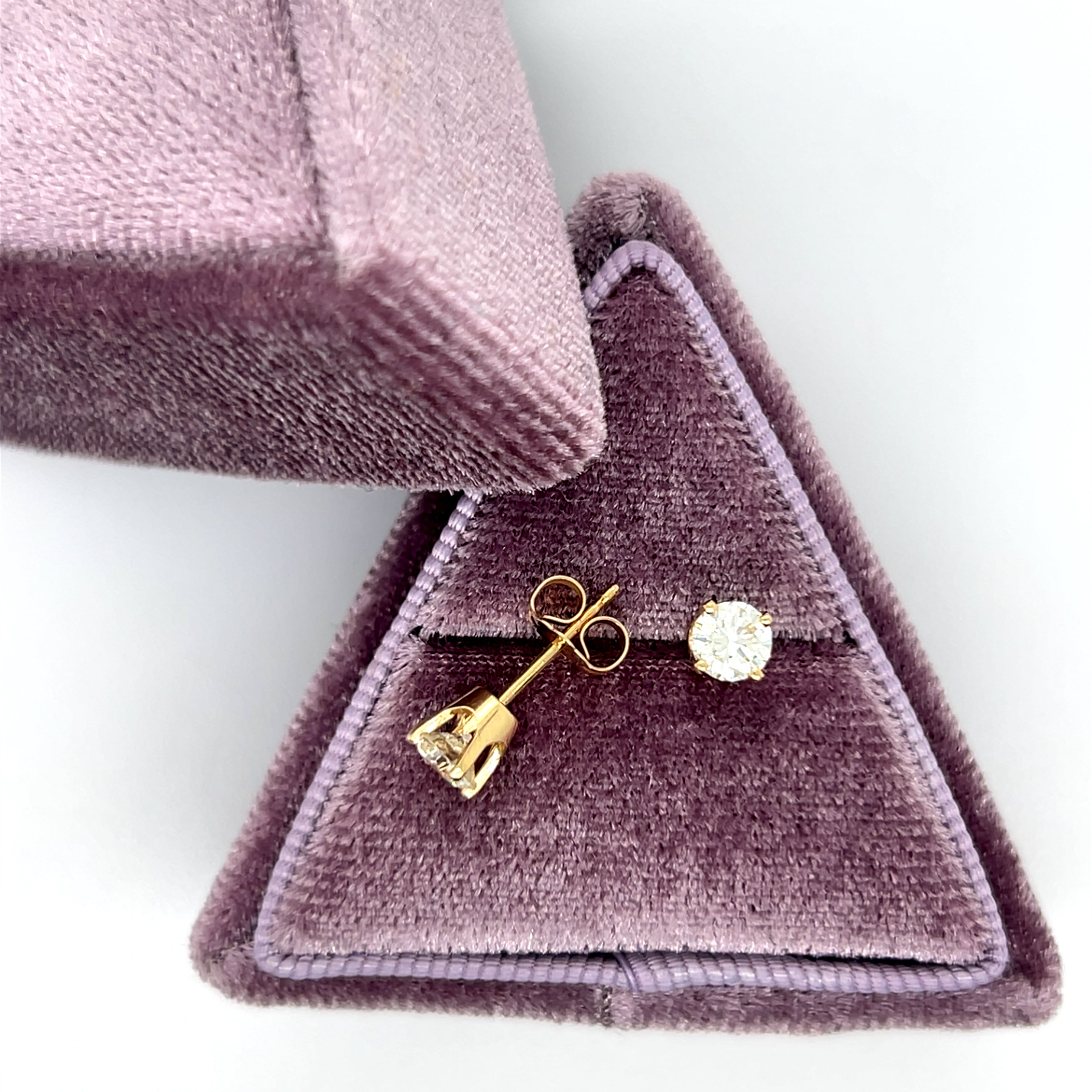 "Brenda" 14K Yellow Gold 2/3 Carat Diamond Studs Estate