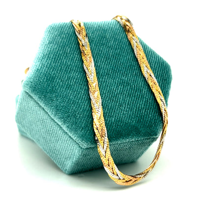 "Brianna" 14K Tri-Tone Braided Herringbone Chain 16" Estate