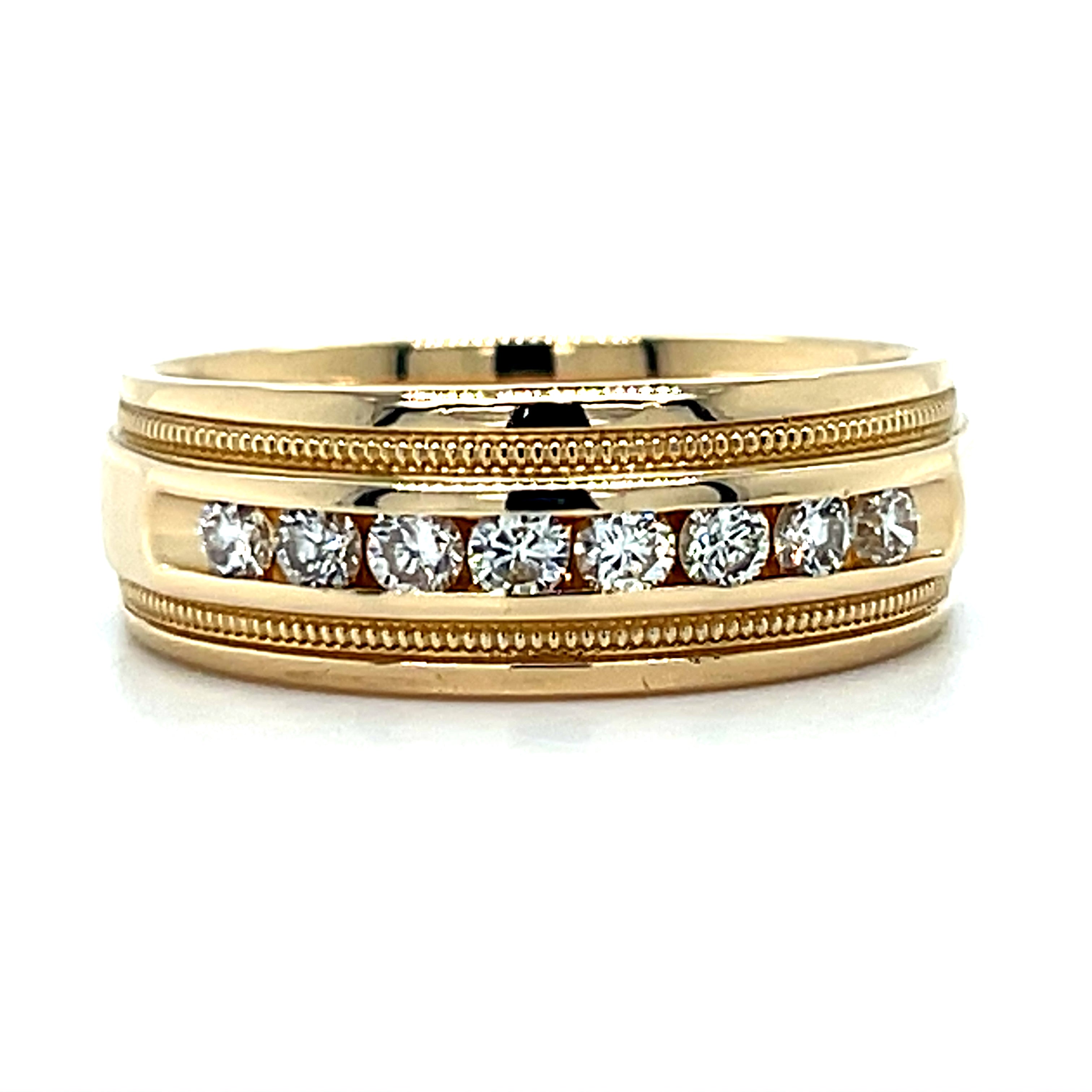 "Bruce" Men's 14K Yellow Gold 8mm 0.5 Carat Total Weight Diamond Millwork Wedding/Anniversary Fashion Band Estate PXZOIT225