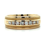 "Bruce" Men's 14K Yellow Gold 8mm 0.5 Carat Total Weight Diamond Millwork Wedding/Anniversary Fashion Band Estate PXZOIT225