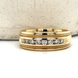 "Bruce" Men's 14K Yellow Gold 8mm 0.5 Carat Total Weight Diamond Millwork Wedding/Anniversary Fashion Band Estate PXZOIT225