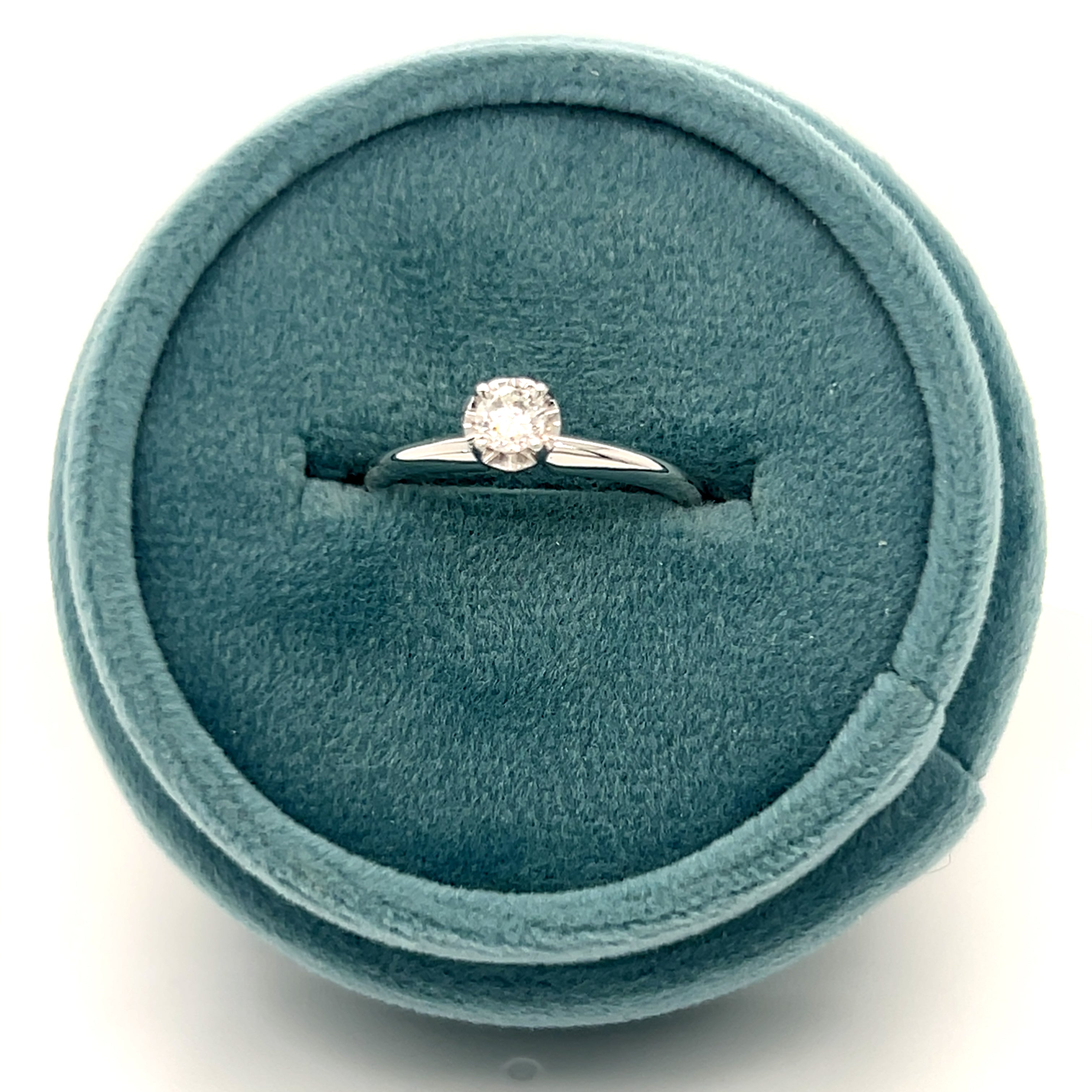 "Berkley" 14K White Gold 0.16CT Diamond Solitaire Illusion Set Bridal Engagement Ring Estate 225LTTVPP