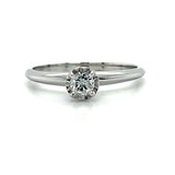 "Berkley" 14K White Gold 0.16CT Diamond Solitaire Illusion Set Bridal Engagement Ring Estate 225LTTVPP