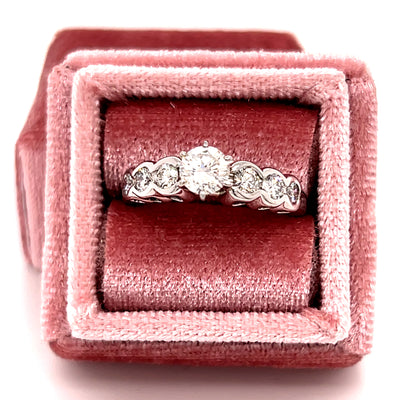 "Calla" 14K White Gold 0.93 Carat Total Weight ( 0.47CT Center) Diamond Wedding Engagement Ring Estate