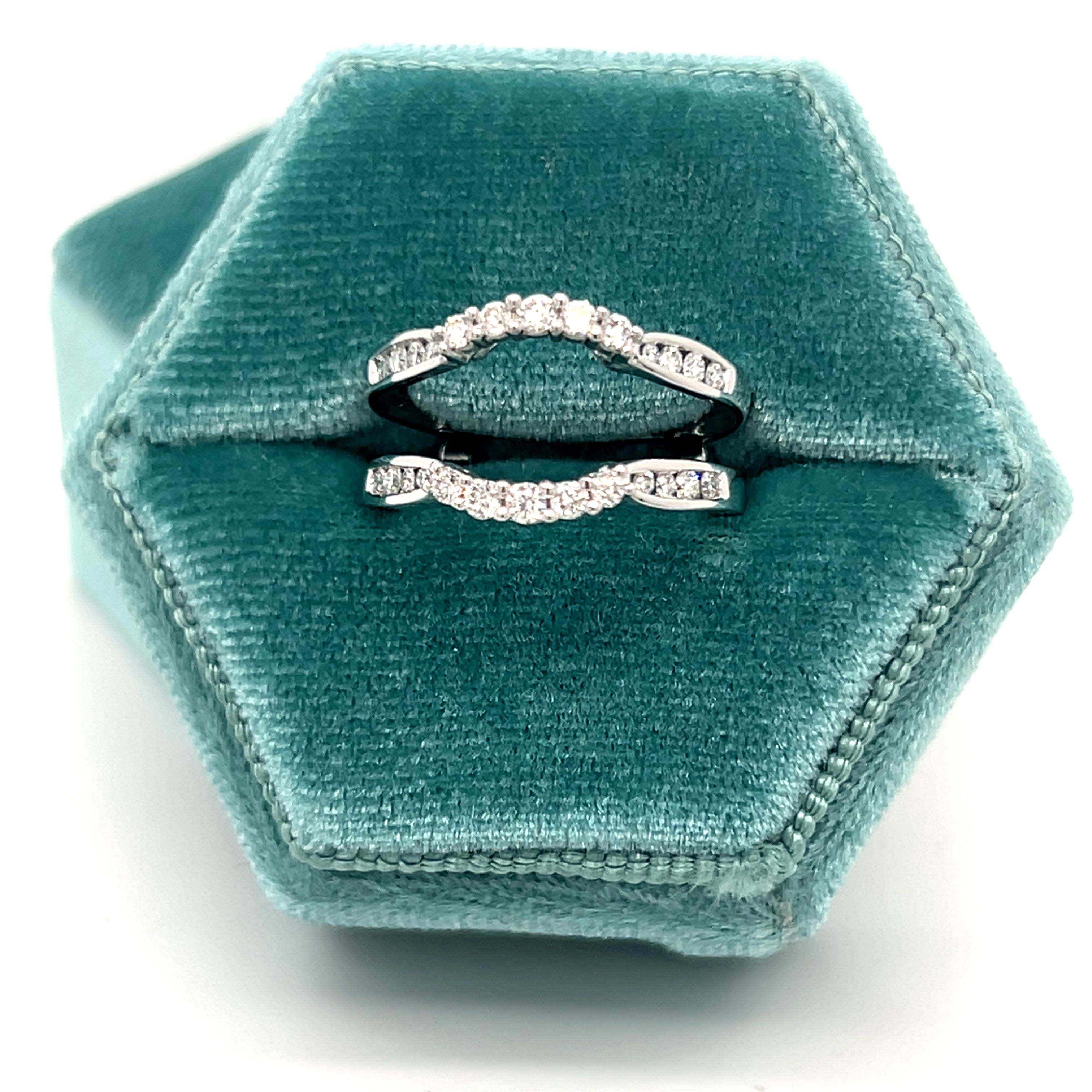 "Cardi" 14K White Gold 0.44 Carat Total Weight Diamond Insert Enhancer Wedding Band Estate OYL225PA
