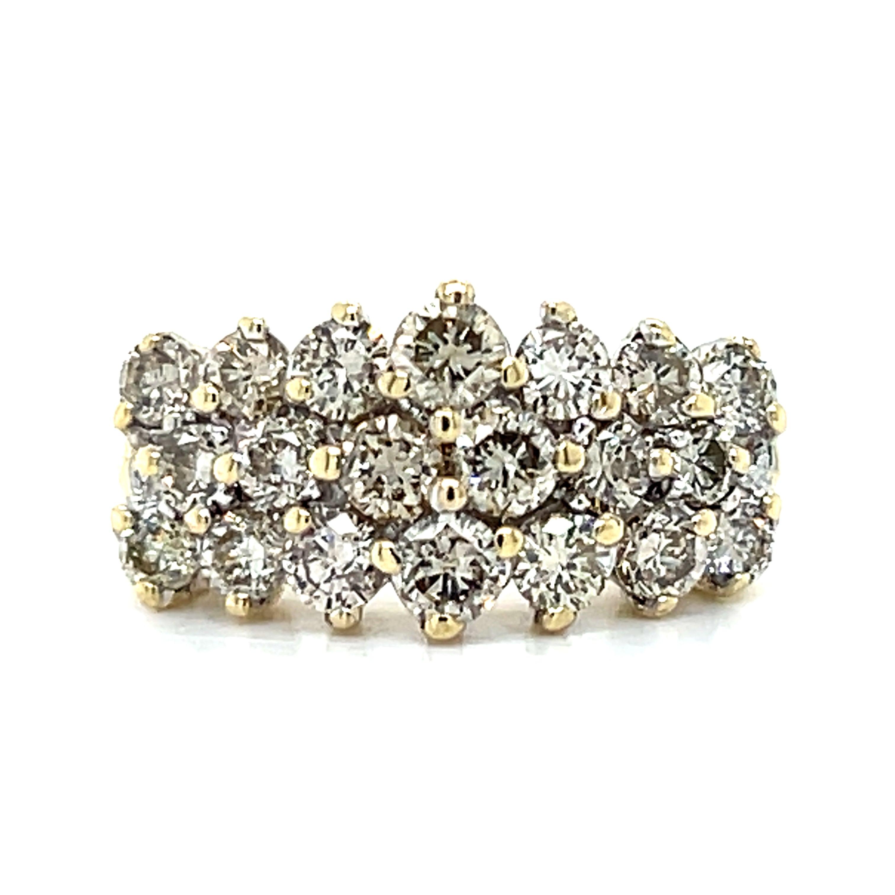 "Cascade" 14K Yellow Gold 1.7 Carat Total Weight (20) Diamond Waterfall Ring Estate