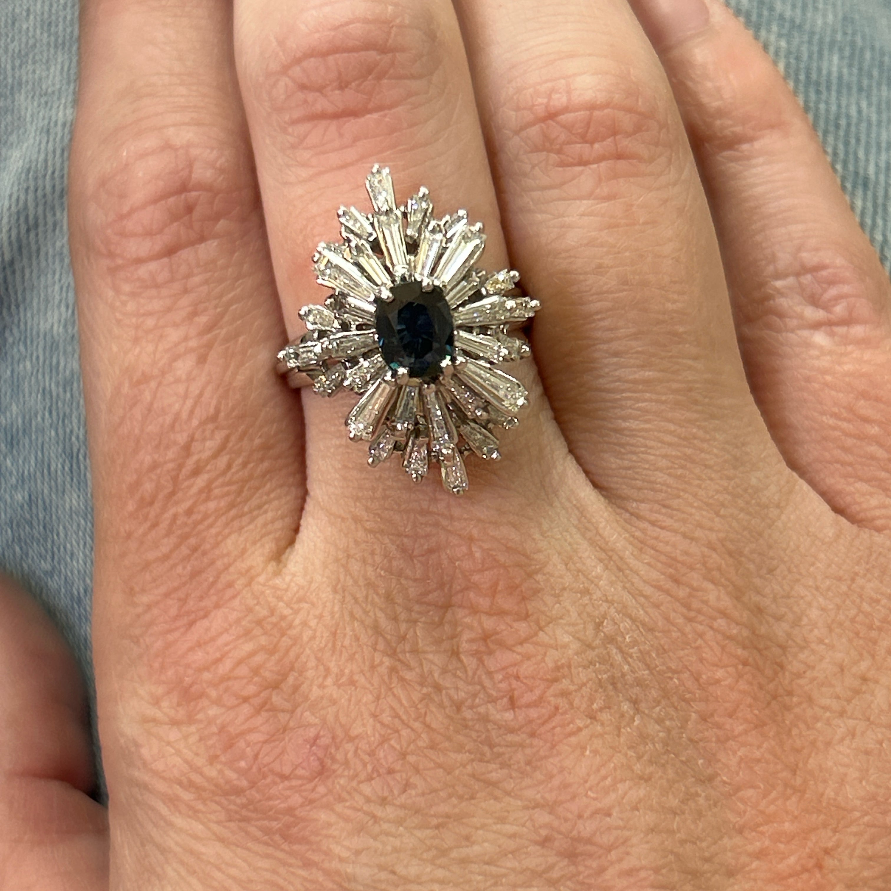 "Celeste" Platinum 1CT Sapphire and ~2CTW Diamond Fashion Ring Estate