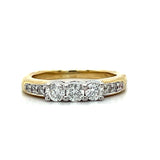 "Cerberus" 14K Two-Tone 0.57 Carat Total Weight Diamond 3-Stone Wedding Anniversary Band Estate T225LGGV