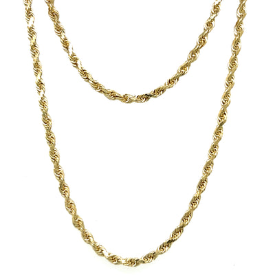 "Charlotte" 14K Yellow Gold 30" Rope Chain 2.4mm 12g Estate