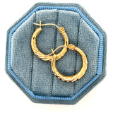 "Chass" 14K Yellow Gold 18mm Twist Hoop Earrings Estate