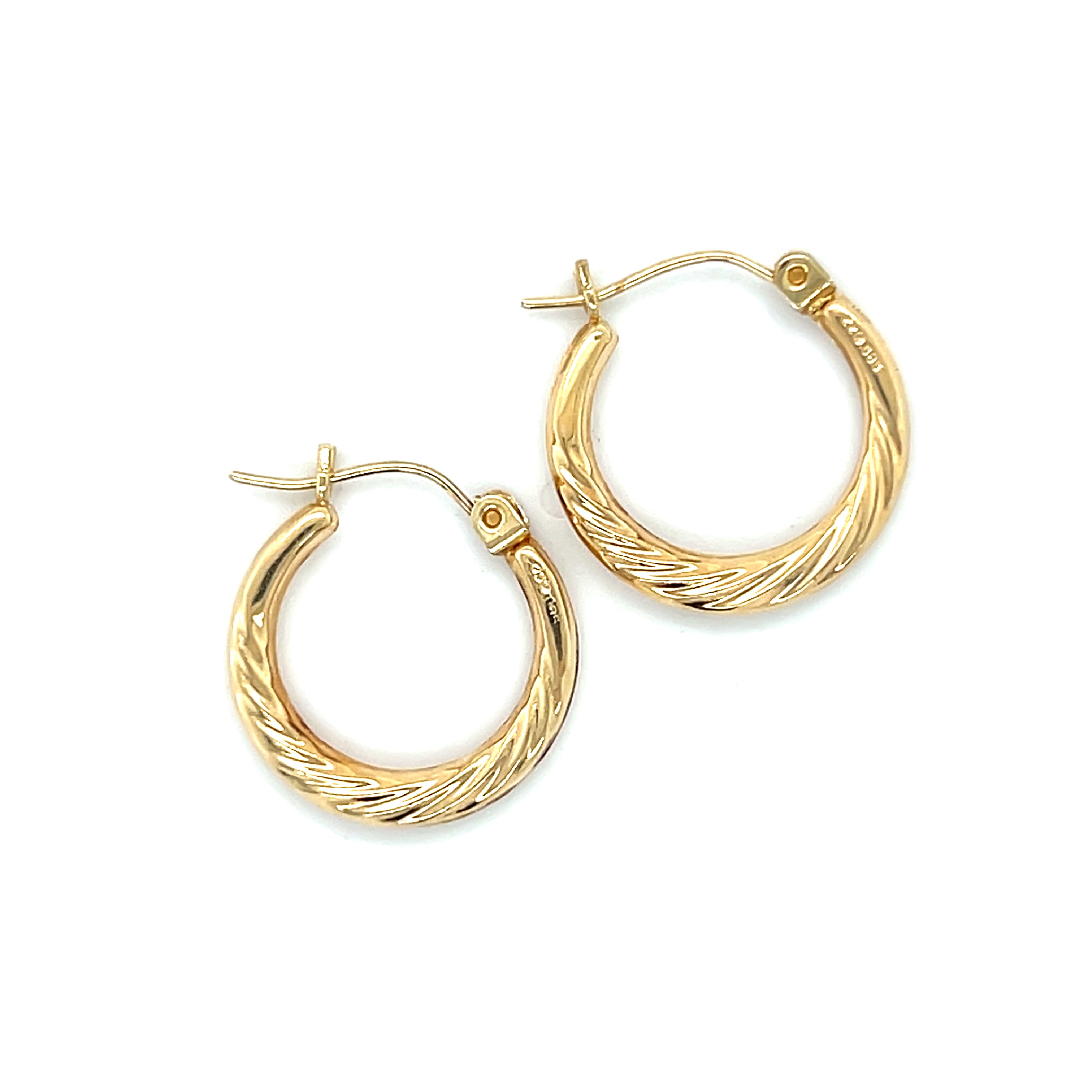 "Chass" 14K Yellow Gold 18mm Twist Hoop Earrings Estate