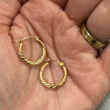 "Chass" 14K Yellow Gold 18mm Twist Hoop Earrings Estate
