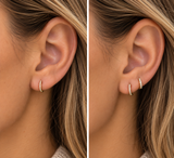 14K Yellow Gold 0.10 Carat Total Weight Round Diamond Huggies Hoop Earrings - 11x1.3mm