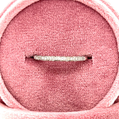10K White Gold 0.25 Carat Total Weight (20) Pave Diamond Wedding Anniversary Stackable Band - WJS Collection