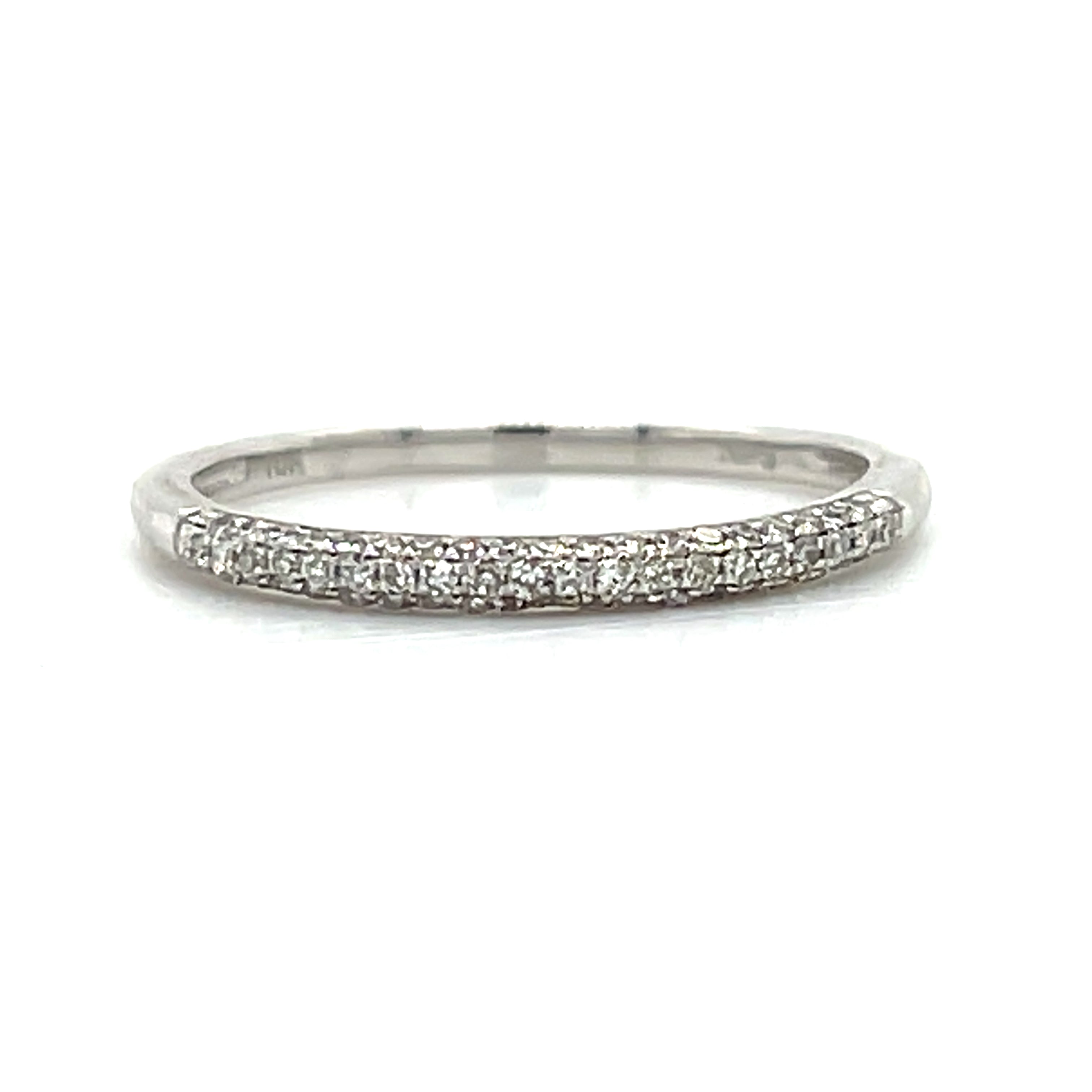 10K White Gold 0.25 Carat Total Weight (20) Pave Diamond Wedding Anniversary Stackable Band - WJS Collection