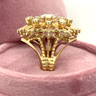 "Chloe" 10K Yellow Gold Vintage Beaded Opal Ring Estate