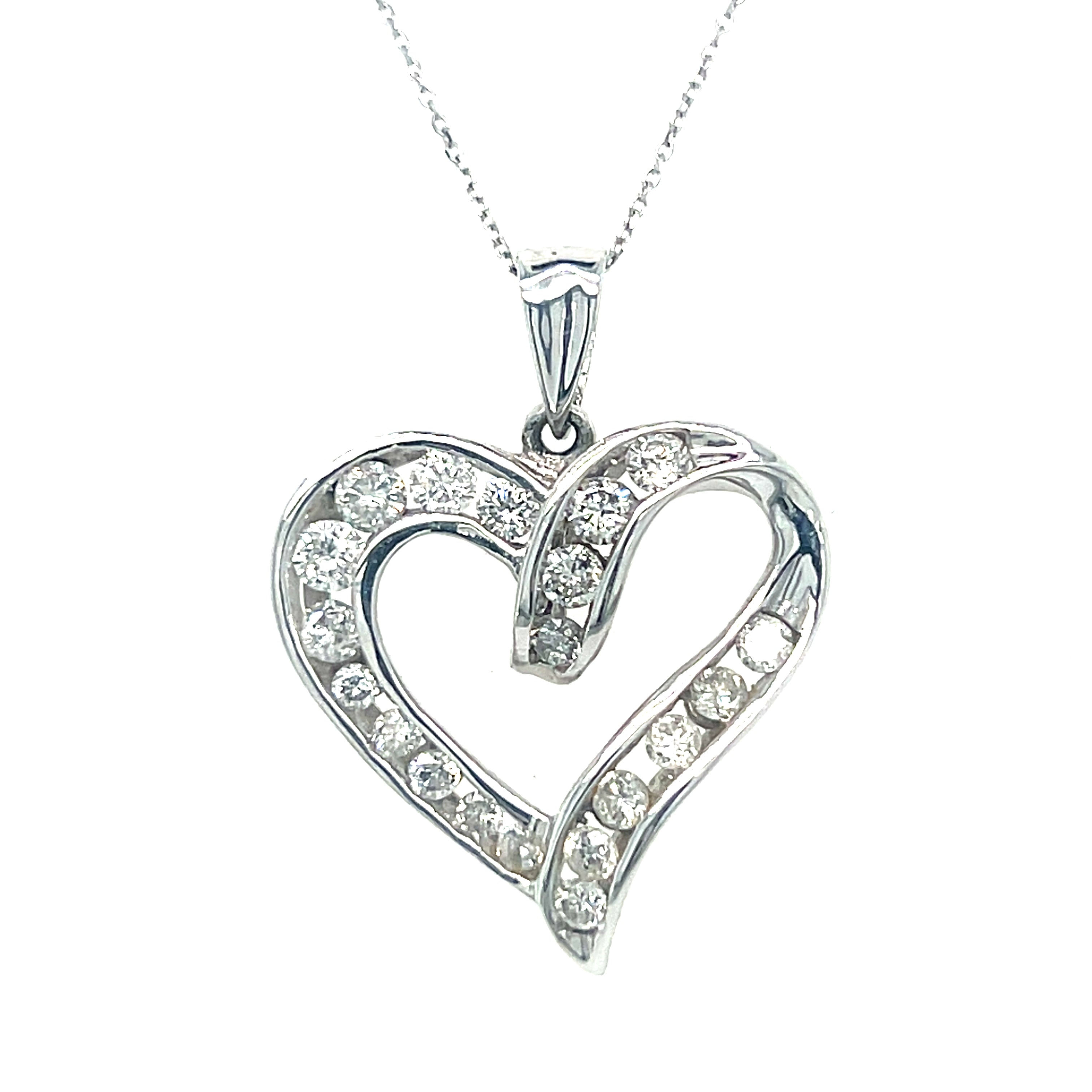 "Chloe" 14K White Gold 3/4 Carat Total Weight Diamond Heart Pendant Estate