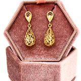 "Cirrus" 14K Yellow Beverly Hills Gold Filigree Dangle Earrings Estate