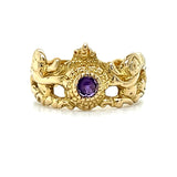 "Clara" 18K Yellow Gold Amethyst Crown Pinky Ring Estate