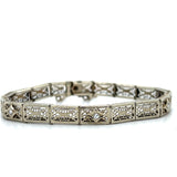 "Clarice" Vintage Art Deco 14K White Gold Filigree Diamond Bracelet Estate