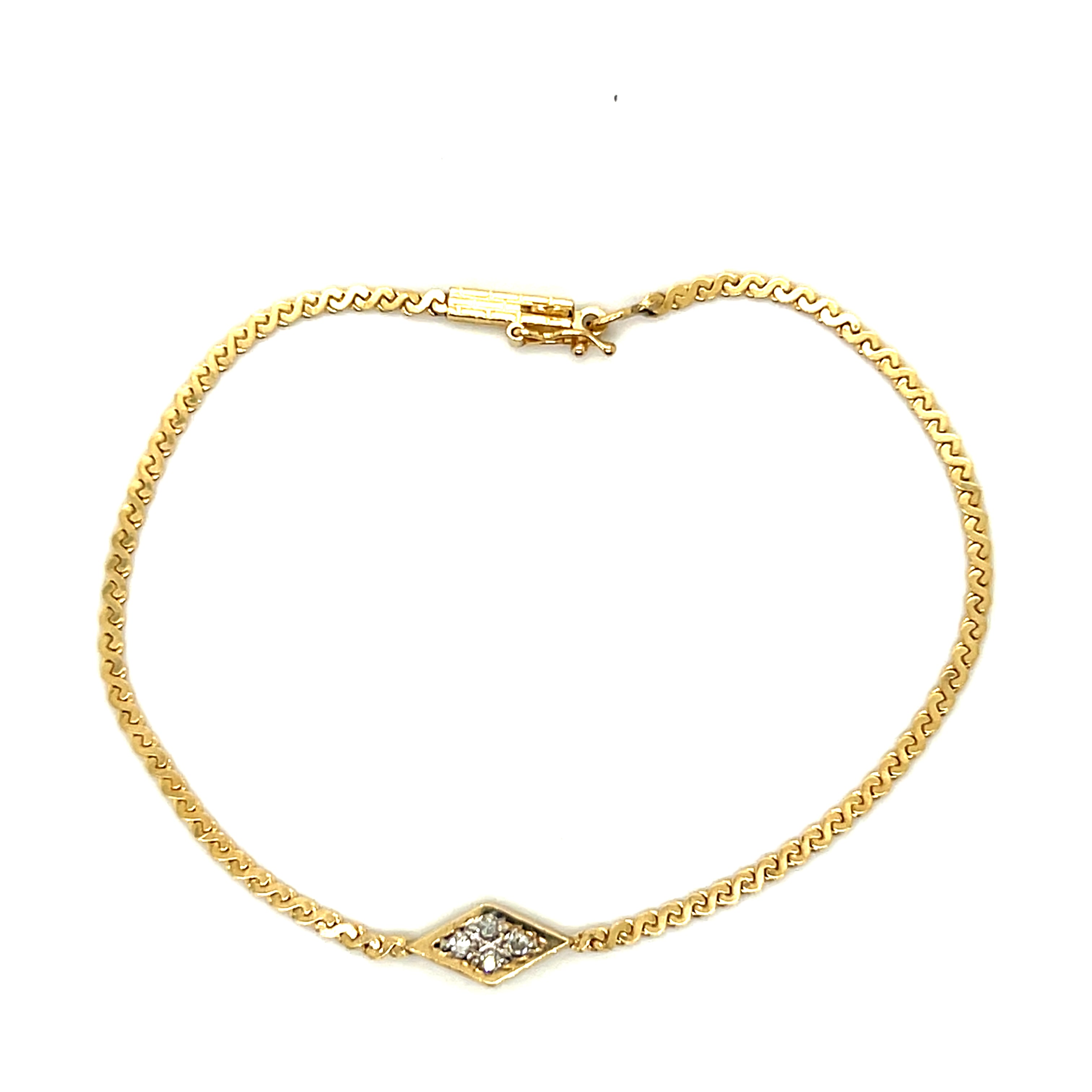 "Clarissa" 14K Yellow Gold 0.06 Carat Total Weight 4-Diamond Bracelet Estate