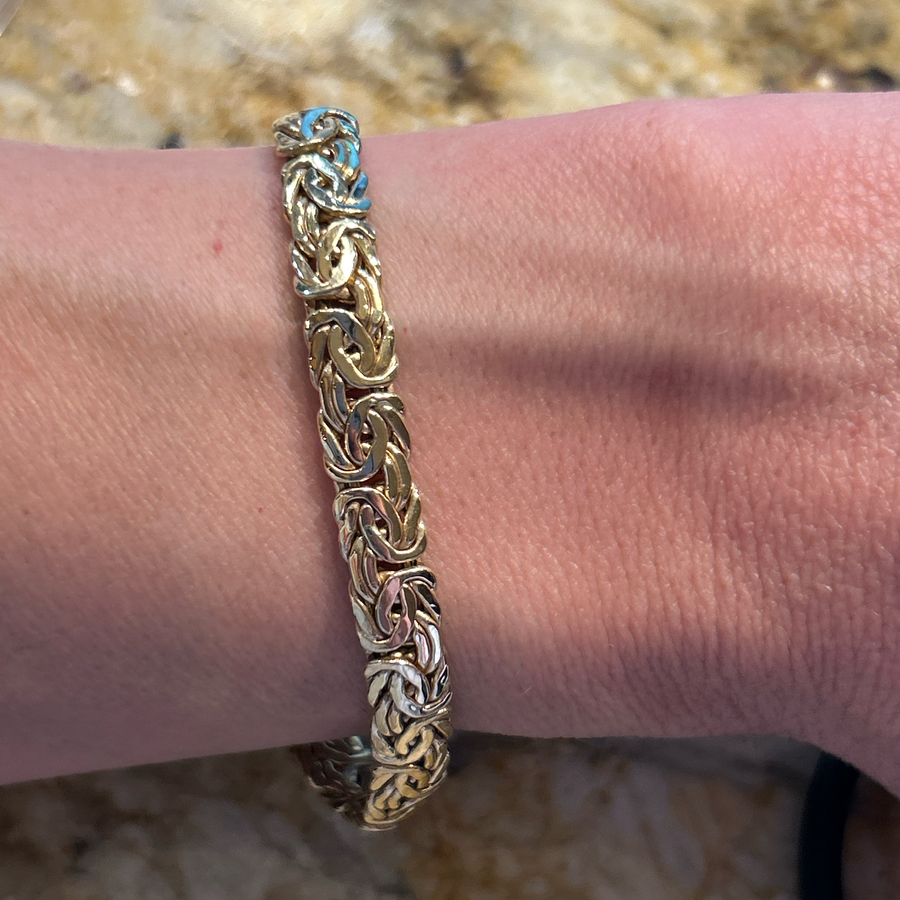 "Constance" 14K Yellow Gold Byzantine Chain Bracelet – 7.5" (Estate)