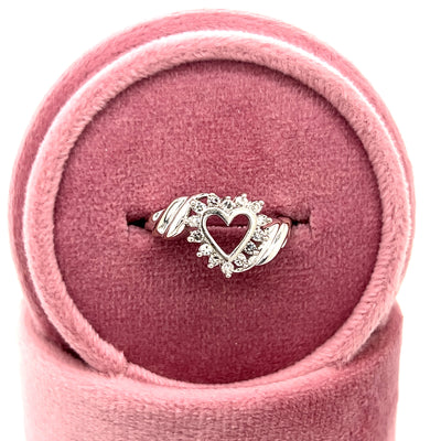 "Coretta" 10K White Gold 0.21CTW Diamond Heart Ring Estate