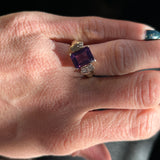 "Crow" 14K Yellow Gold 10x8 Amethyst and Diamond Ring Estate