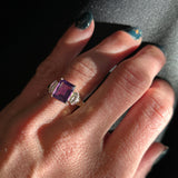 "Crow" 14K Yellow Gold 10x8 Amethyst and Diamond Ring Estate
