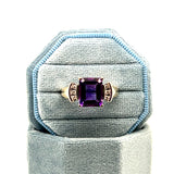 "Crow" 14K Yellow Gold 10x8 Amethyst and Diamond Ring Estate