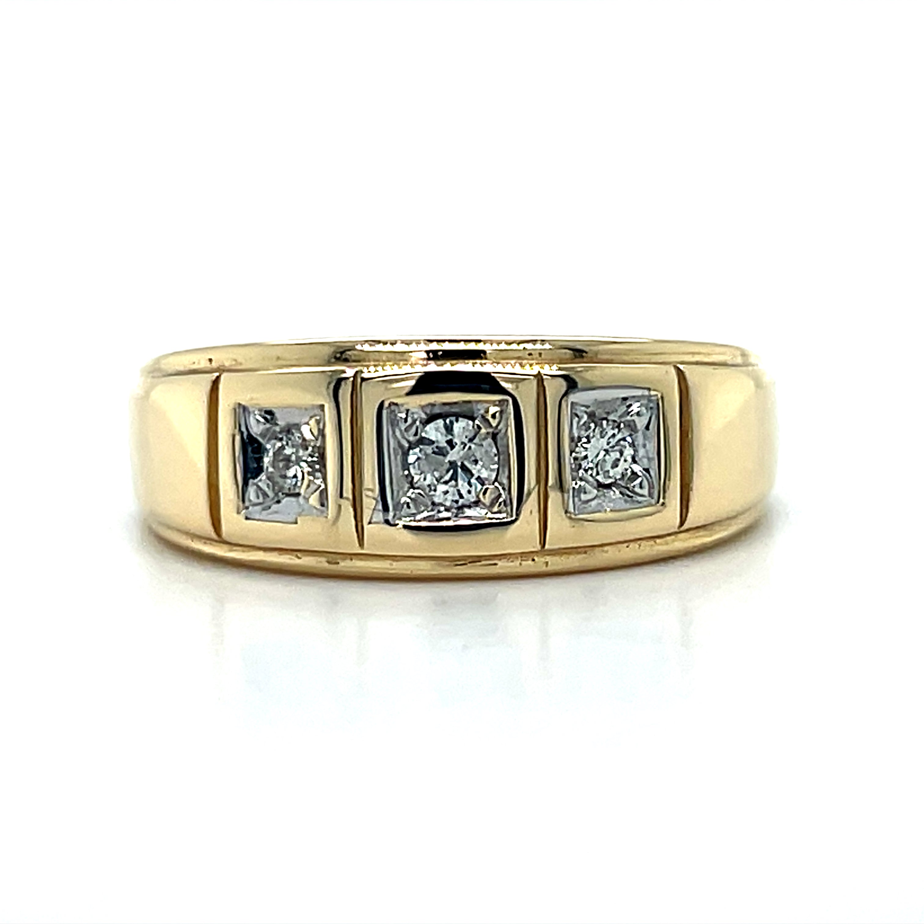 "Curtis" Men's 10K Yellow and White Gold 0.22 Carat Total Weight Diamond Wedding/Anniversary Band Estate PALYG225