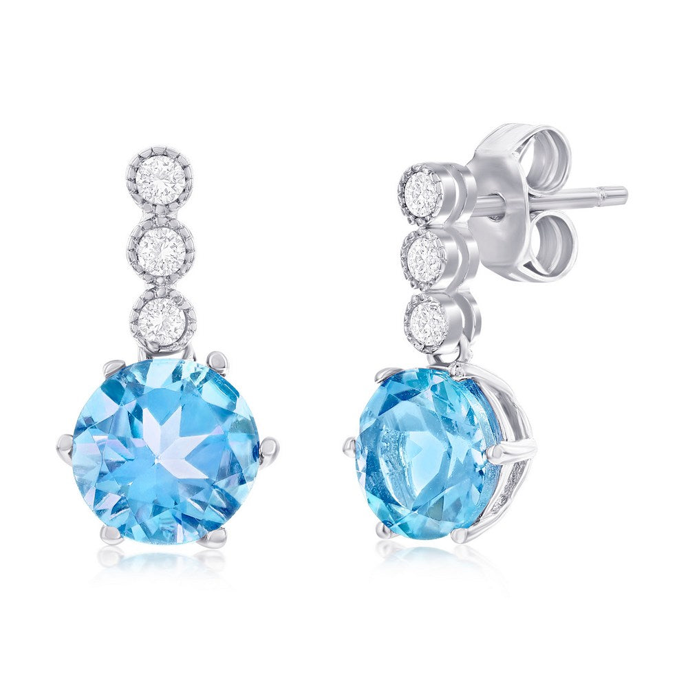 Sterling Silver Sky Blue and White Topaz Earrings