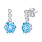 Sterling Silver Sky Blue and White Topaz Earrings