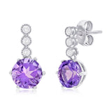 Sterling Silver ~6x6mm Amethyst and White Topaz Earrings