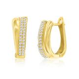 Sterling Silver Gold Plated Overlapping Cubic Zirconia Hoop Earrings