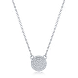 Sterling Silver Round Halo Diamond Necklace 16+2"
