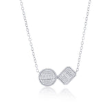 Sterling Silver Round and Emerald-Cut Composite Diamond "Toi Et Moi" Necklace